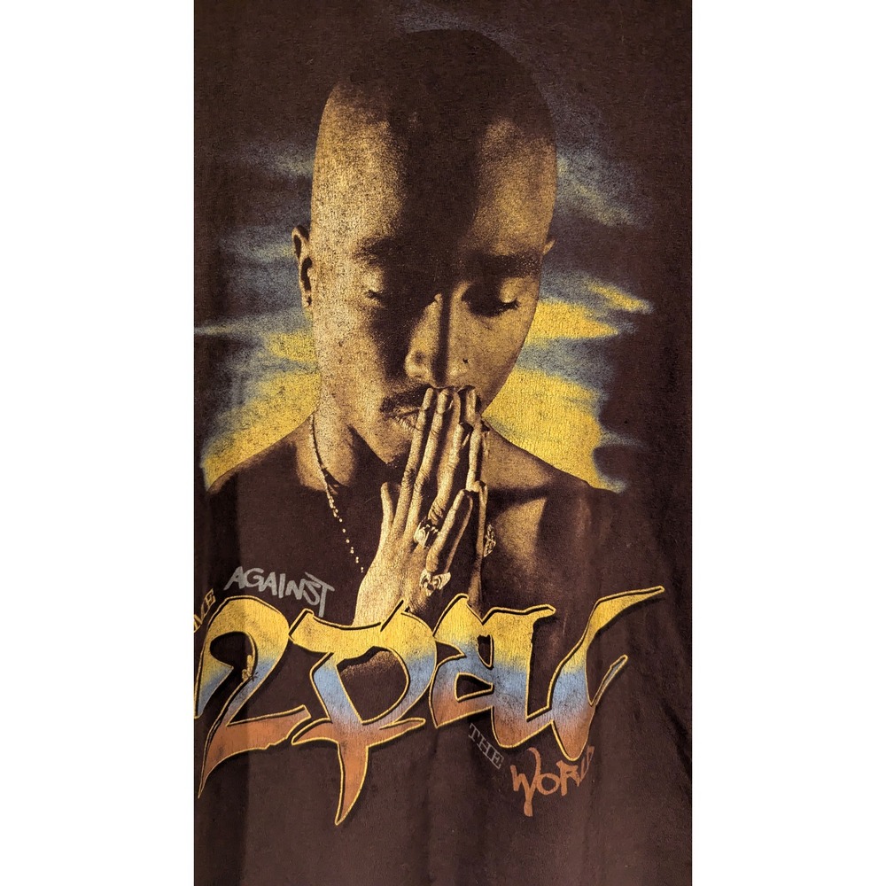 2Pac Me Against The World Graphic T-Shirt Large Brown Rap Tee Streetwear Hip Hop - Picture 3 of 5
